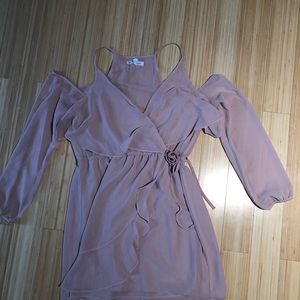 BCBG Nude Ruffle Dress Size L